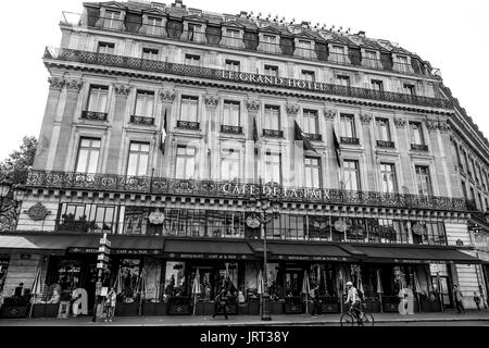 Famous Cafe de la Paix at Paris Opera - PARIS / FRANCE - SEPTEMBER 24, 2017 Stock Photo