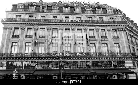 Famous Cafe de la Paix at Paris Opera - PARIS / FRANCE - SEPTEMBER 24, 2017 Stock Photo