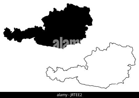 Austrian map vector illustration, scribble sketch  France map Stock Vector