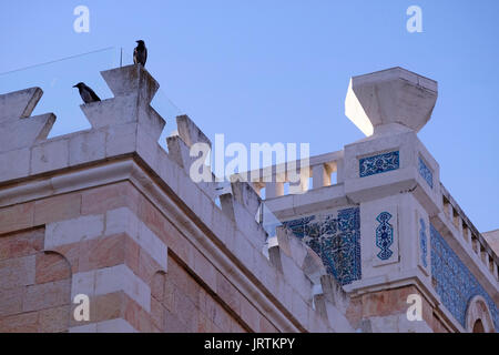 Decorated rooftop of the former Gelat house in Disraeli street located in Talbiya or Talbiyeh neighborhood officially Komemiyut, built in the 1920s and 1930s which most of the early residents were affluent Middle Eastern Christians who built elegant homes with Renaissance, Moorish and Arab architectural motifs. West Jerusalem Israel Stock Photo