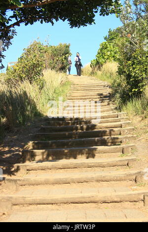 Steps leading to the Cape Byron lighthouse from Wategos. Stock Photo