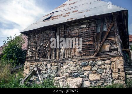 Serbia - Abandoned stables in the mountain village Stock Photo