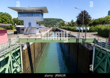 Water lock in Basel, Switzerland Stock Photo