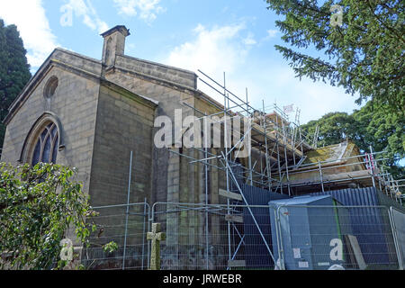 Repairs to St Peter's Church, Humshaugh, Nothumberland, England Stock ...
