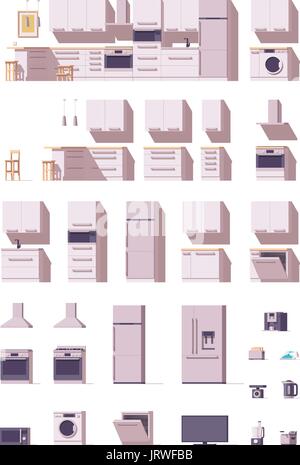 Vector kitchen equipment and furniture set Stock Vector