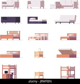 Vector beds and sofas set Stock Vector
