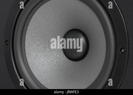 Black studio monitor speaker, closeup Stock Photo