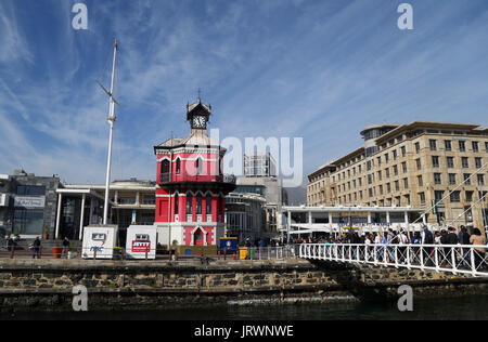 A view of the Clock Tower and Nelson Mandela Gateway to Robben Island at the V&A Waterfront in Cape Town, Western Cape, South Africa. Stock Photo