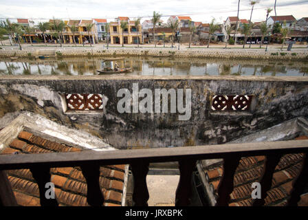 Traditional boats on the Song Thu Bon river, Hoi An, Vietnam, Southeast Asia. Stock Photo