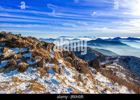 Peak of Deogyusan mountains in winter,South Korea.Winter lanscape. Stock Photo