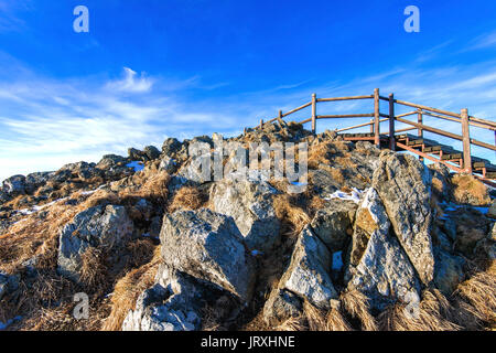 Peak of Deogyusan mountains in winter,South Korea.Winter lanscape. Stock Photo