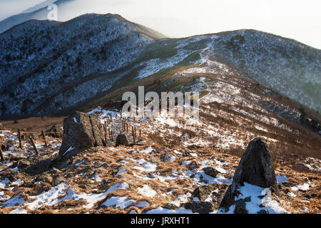 Peak of Deogyusan mountains in winter,South Korea. Winter landscape. Stock Photo