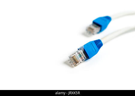 Network cable with RJ 45 connector Stock Photo