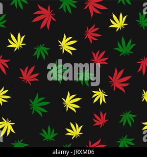 Cannabis leafs - seamless pattern. Vector illustration Stock Vector