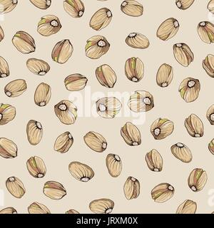 Seamless pattern with pistachio nuts. Vector illustration Stock Vector