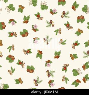 Vector seamless pattern with nuts in hand drawn style. Stock Vector