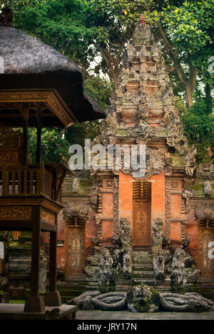 Temple in Sacred Monkey Forest Sanctuary Ubud Bali Indonesia Stock Photo