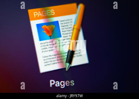 Icon, Logo, Pages, Text Editor, Apple, Macro, Detail, full frame, screen shot Stock Photo