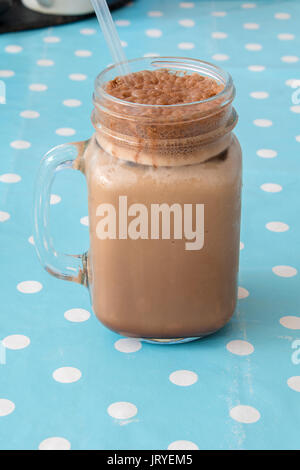 Chocolate milkshake in a glass. Stock Photo