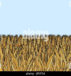 abstract vector cartoon doodle wheat seamless pattern Stock Vector