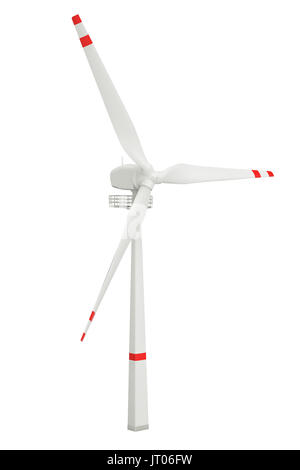 Wind turbine closeup, 3D rendering isolated on white background Stock Photo