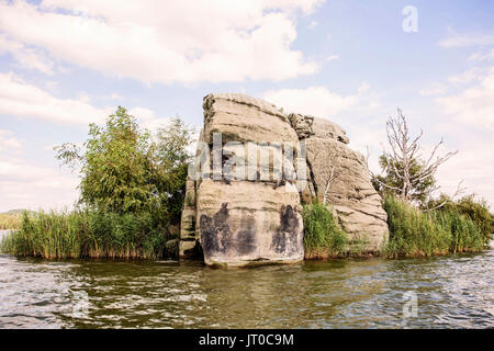 Duck and mouse island on Lake Macha. Doksy, Stare Splavy Czech Republic Stock Photo