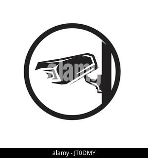 cctv camera within a circle, icon design, isolated on white background. Stock Vector