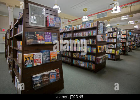 The Mystery Book section at the Barnes & Noble on East 17th Street in New York City. Stock Photo