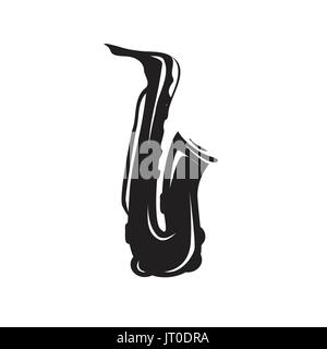 silhouette of saxophone illustration, icon design, isolated on white background. Stock Vector