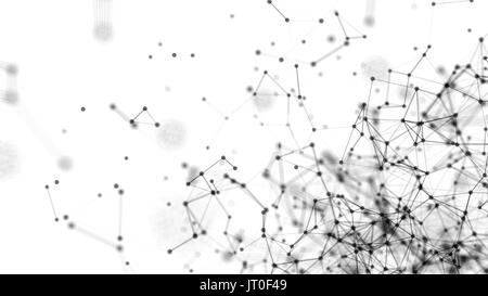 Abstract connected dots on white background. Technology concept. Digital illustration. 3d rendered Stock Photo