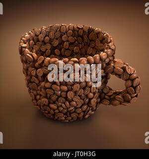 Roasted cup shaped coffee beans with clipping path, easy to crop from the background. Stock Photo