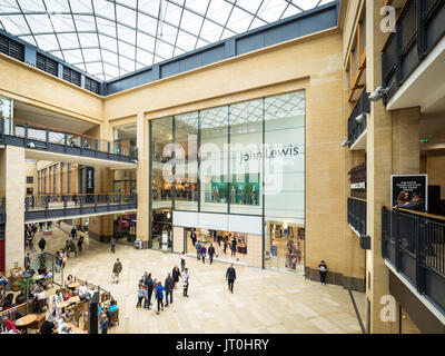 John Lewis Cambridge - entrance to the Cambridge John Lewis department store inside the Grand Arcade Shopping Centre Stock Photo