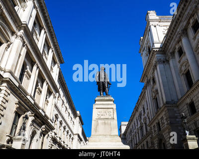 Statue of Robert Clive, Clive of India in King Charles Street, Whitehall, London. The statue was unveiled in 1912, sculptor John Tweed. Stock Photo