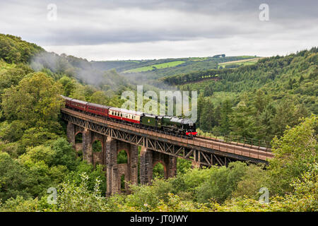 Cornwall, UK. 6th Aug, 2017. The Royal Duchy Steaming Over Largin Viaduct, Cornwall. Royal Scot Class 46100 On a bright sunny day in the Cornish Countryside. Steam Tour from Bristol To Par and return on a day excursion. Credit: Barry Bateman/Alamy Live News Stock Photo