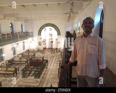 Calcutta, India. 14th July, 2017. Masood Hussein, the Muslim janitor of the Neveh Shalome Synagoge in Calcutta, India, 14 July 2017. Hussein's family have tended to the religious building for three generations. The Jewish community in Calcutta was founded over 200 years ago. Today it numbers only 20 members, the large majority of whom are over 70 years old. Photo: Nick Kaiser/dpa/Alamy Live News Stock Photo