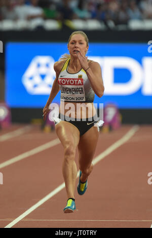 London, UK. 06th Aug, 2017. Gina LÜCKENKEMPER, Germany, during 100 meter semifinal in London on August 6, 2017 at the 2017 IAAF World Championships athletics. Credit: Ulrik Pedersen/Alamy Live News Stock Photo
