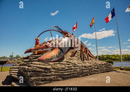 Lobster Capital of the World, Shediac is a Canadian town that boasts 'The World's Largest Lobster' weighing in at 90-tonnes. Stock Photo