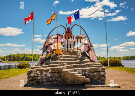 Lobster Capital of the World, Shediac is a Canadian town that boasts 'The World's Largest Lobster' weighing in at 90-tonnes. Stock Photo