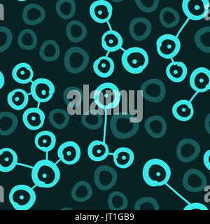 Azure Connected spots pattern in color. Seamless Wallpaper Pattern. Lines lead from one round spot to another. Stock Vector