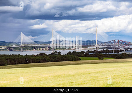 The new road bridge over the Firth of Forth between North and South Queensferry near Edinburgh Scotland UK named the Queensferry Crossing Stock Photo