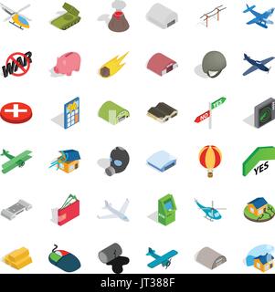 Great war icons set, isometric style Stock Vector