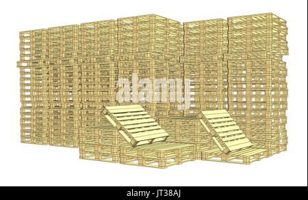 Wooden pallets. Isolated on white Stock Vector