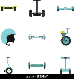 Gyroscooter icon set, flat style Stock Vector