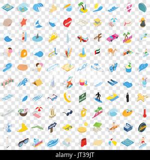 100 sand icons set, isometric 3d style Stock Vector