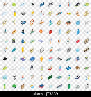 100 sport icons set, isometric 3d style Stock Vector