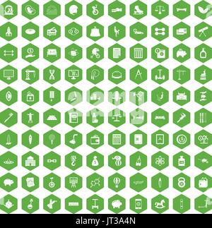 100 balance icons hexagon green Stock Vector