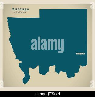 Modern Map - Autauga Alabama county USA illustration Stock Vector