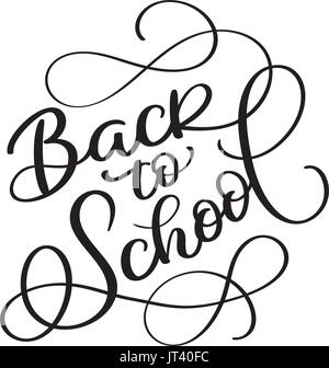 Back to School words on white background. Hand drawn Calligraphy lettering Vector illustration EPS10 Stock Vector