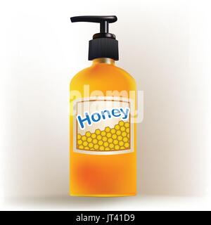 Realistic Honey bottle Isolated,  3d vector on white background. Realistic illustration Stock Vector