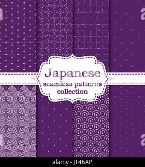 10 different Japanese asian seamless patterns Stock Vector